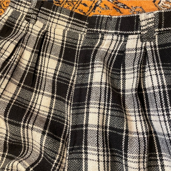 Vintage Wool Plaid Pleated Wide Leg Pants - Picture 3 of 4
